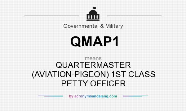 What does QMAP1 mean? It stands for QUARTERMASTER (AVIATION-PIGEON) 1ST CLASS PETTY OFFICER