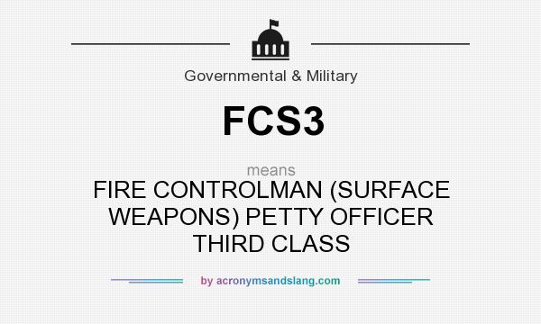 What does FCS3 mean? It stands for FIRE CONTROLMAN (SURFACE WEAPONS) PETTY OFFICER THIRD CLASS