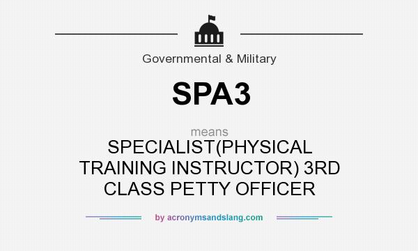 What does SPA3 mean? It stands for SPECIALIST(PHYSICAL TRAINING INSTRUCTOR) 3RD CLASS PETTY OFFICER