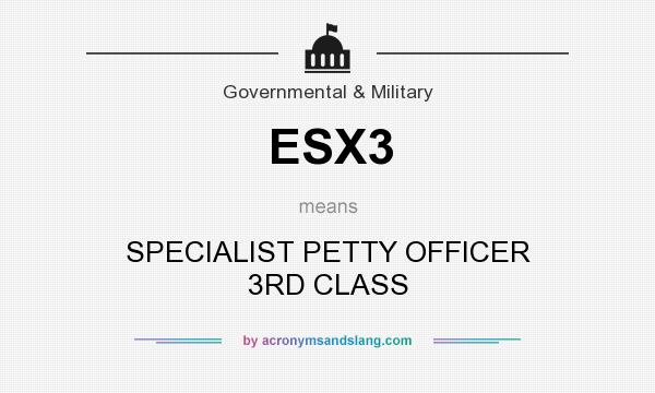 What does ESX3 mean? It stands for SPECIALIST PETTY OFFICER 3RD CLASS