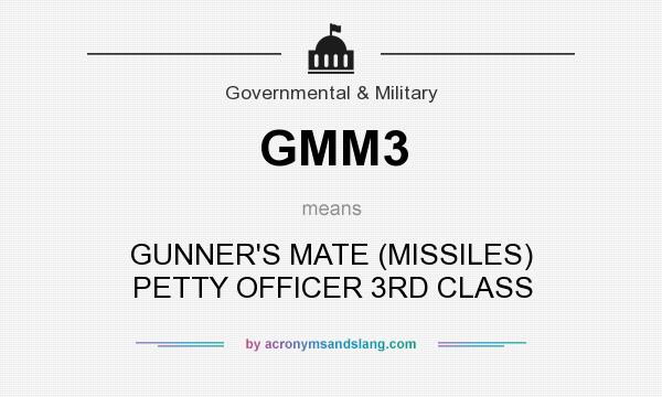 What does GMM3 mean? It stands for GUNNER`S MATE (MISSILES) PETTY OFFICER 3RD CLASS
