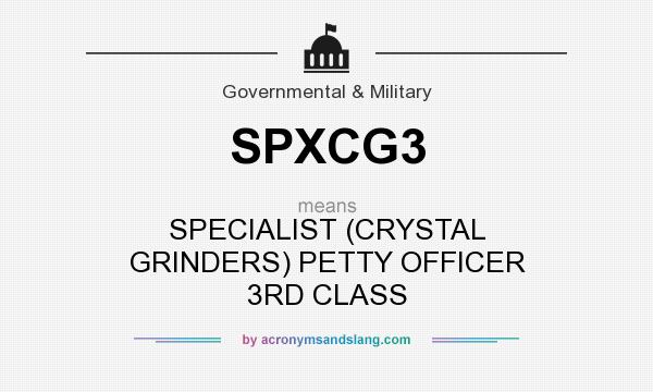 What does SPXCG3 mean? It stands for SPECIALIST (CRYSTAL GRINDERS) PETTY OFFICER 3RD CLASS