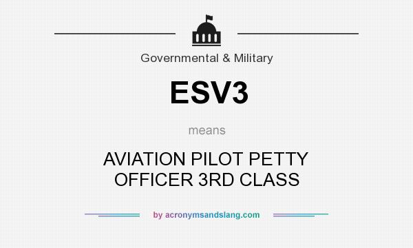 What does ESV3 mean? It stands for AVIATION PILOT PETTY OFFICER 3RD CLASS
