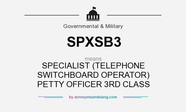 What does SPXSB3 mean? It stands for SPECIALIST (TELEPHONE SWITCHBOARD OPERATOR) PETTY OFFICER 3RD CLASS