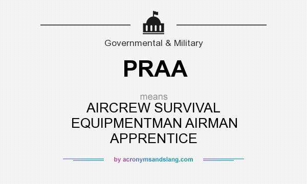 What does PRAA mean? It stands for AIRCREW SURVIVAL EQUIPMENTMAN AIRMAN APPRENTICE