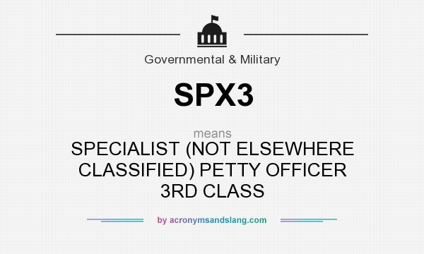 What does SPX3 mean? It stands for SPECIALIST (NOT ELSEWHERE CLASSIFIED) PETTY OFFICER 3RD CLASS