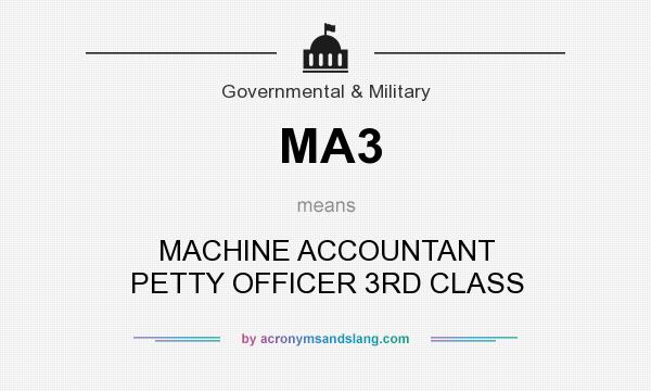 What does MA3 mean? It stands for MACHINE ACCOUNTANT PETTY OFFICER 3RD CLASS