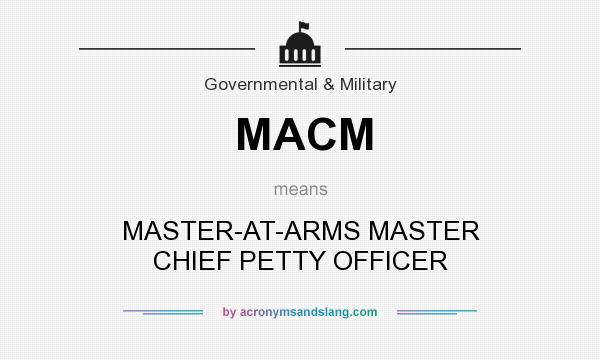 What does MACM mean? It stands for MASTER-AT-ARMS MASTER CHIEF PETTY OFFICER