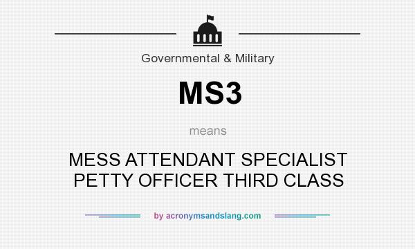 What does MS3 mean? It stands for MESS ATTENDANT SPECIALIST PETTY OFFICER THIRD CLASS