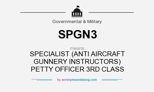 What does SPGN3 mean? It stands for SPECIALIST (ANTI AIRCRAFT GUNNERY INSTRUCTORS) PETTY OFFICER 3RD CLASS