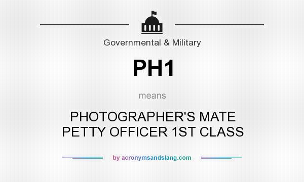 What does PH1 mean? It stands for PHOTOGRAPHER`S MATE PETTY OFFICER 1ST CLASS