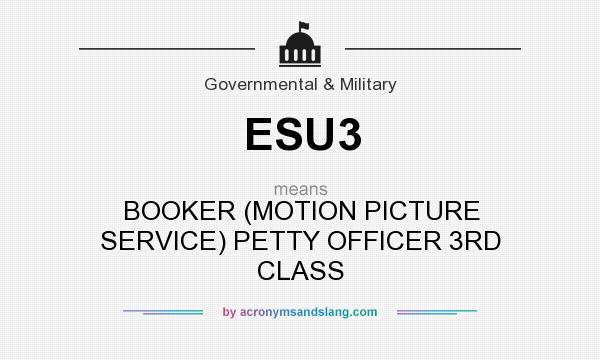 What does ESU3 mean? It stands for BOOKER (MOTION PICTURE SERVICE) PETTY OFFICER 3RD CLASS