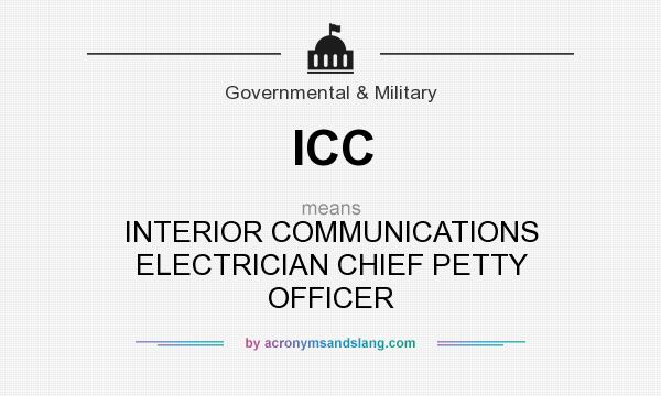 What does ICC mean? It stands for INTERIOR COMMUNICATIONS ELECTRICIAN CHIEF PETTY OFFICER