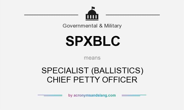 What does SPXBLC mean? It stands for SPECIALIST (BALLISTICS) CHIEF PETTY OFFICER