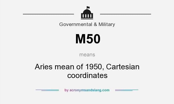 What does M50 mean? It stands for Aries mean of 1950, Cartesian coordinates