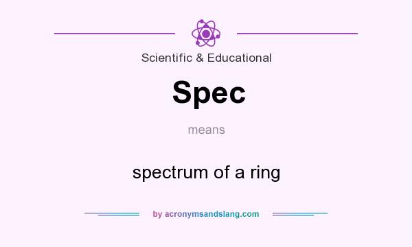 What does Spec mean? It stands for spectrum of a ring