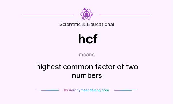 What does hcf mean? It stands for highest common factor of two numbers