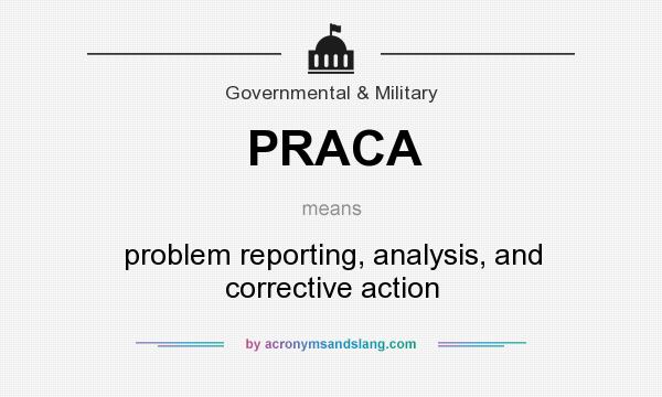 What does PRACA mean? It stands for problem reporting, analysis, and corrective action