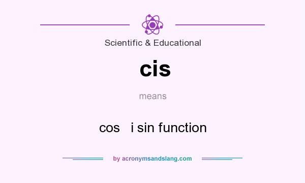 What does cis mean? It stands for cos   i sin function