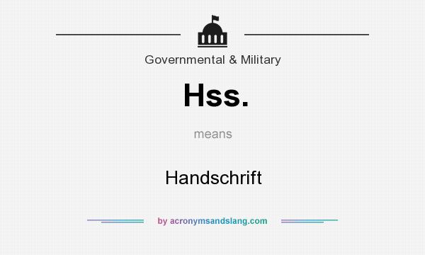 What does Hss. mean? It stands for Handschrift