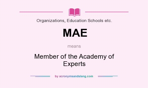What does MAE mean? It stands for Member of the Academy of Experts