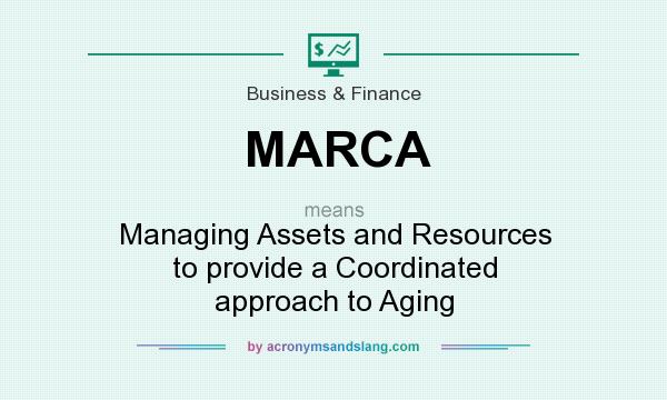 What does MARCA mean? It stands for Managing Assets and Resources to provide a Coordinated approach to Aging