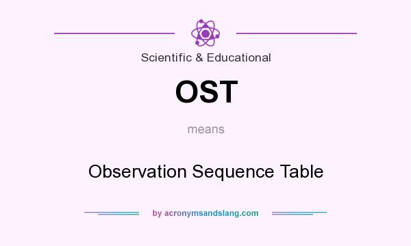 What does OST mean? It stands for Observation Sequence Table