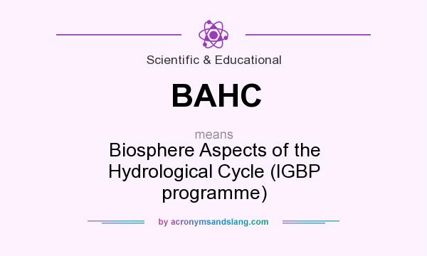 What does BAHC mean? It stands for Biosphere Aspects of the Hydrological Cycle (IGBP programme)