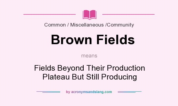 What does Brown Fields mean? It stands for Fields Beyond Their Production Plateau But Still Producing