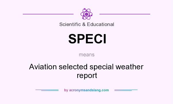 What does SPECI mean? It stands for Aviation selected special weather report