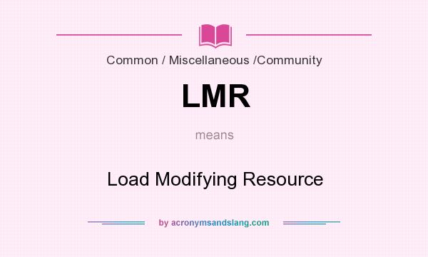 What does LMR mean? It stands for Load Modifying Resource