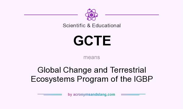 What does GCTE mean? It stands for Global Change and Terrestrial Ecosystems Program of the IGBP