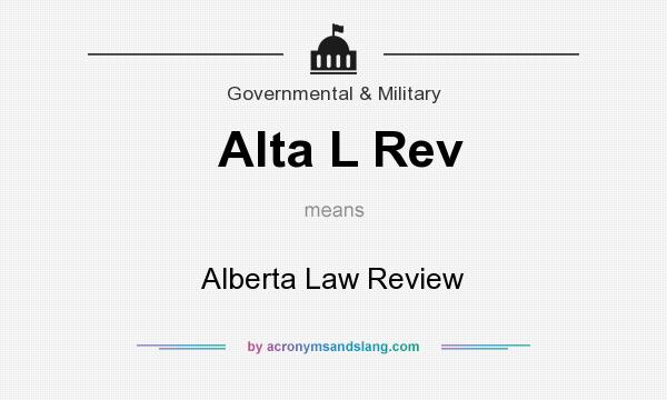What does Alta L Rev mean? It stands for Alberta Law Review