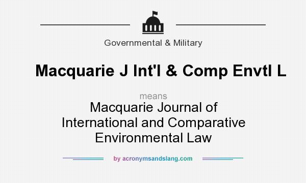 What does Macquarie J Int`l & Comp Envtl L mean? It stands for Macquarie Journal of International and Comparative Environmental Law