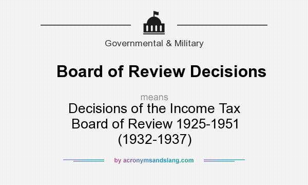 What does Board of Review Decisions mean? It stands for Decisions of the Income Tax Board of Review 1925-1951 (1932-1937)