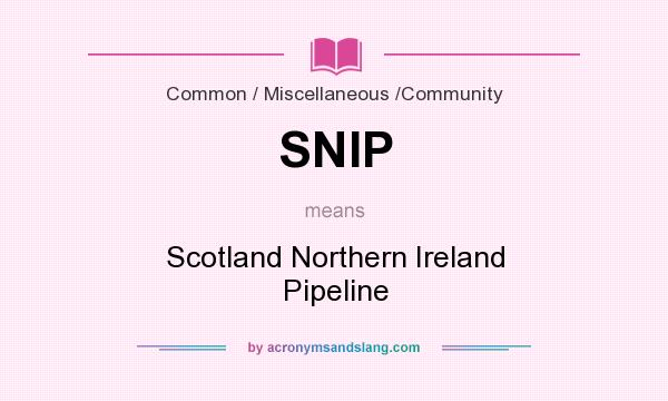 What does SNIP mean? It stands for Scotland Northern Ireland Pipeline
