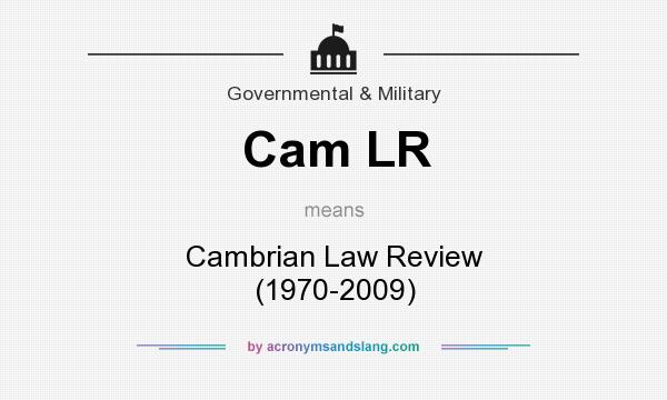 What does Cam LR mean? It stands for Cambrian Law Review (1970-2009)