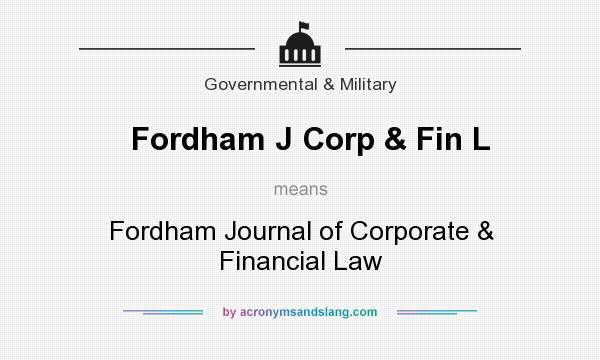 What does Fordham J Corp & Fin L mean? It stands for Fordham Journal of Corporate & Financial Law