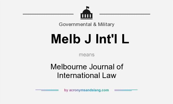 What does Melb J Int`l L mean? It stands for Melbourne Journal of International Law