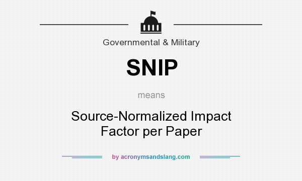 What does SNIP mean? It stands for Source-Normalized Impact Factor per Paper