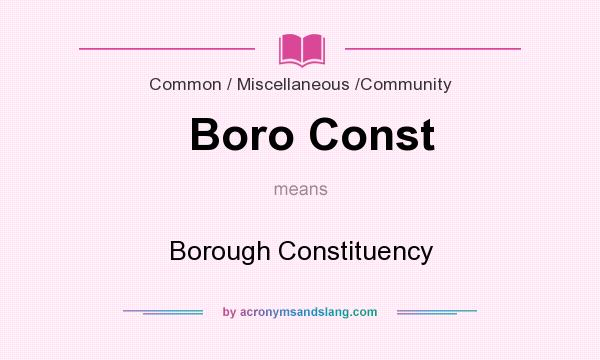 What does Boro Const mean? It stands for Borough Constituency