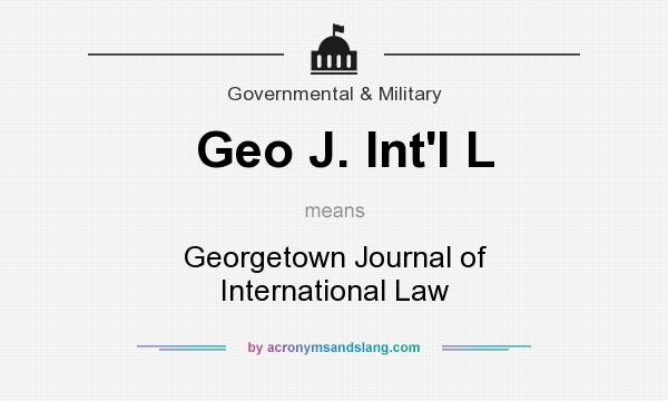 What does Geo J. Int`l L mean? It stands for Georgetown Journal of International Law