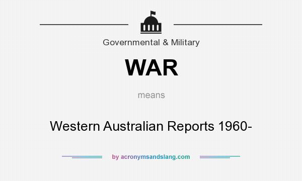What does WAR mean? It stands for Western Australian Reports 1960-