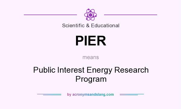 What does PIER mean? It stands for Public Interest Energy Research Program