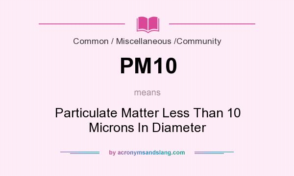 What does PM10 mean? It stands for Particulate Matter Less Than 10 Microns In Diameter