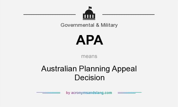 What does APA mean? It stands for Australian Planning Appeal Decision