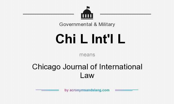 What does Chi L Int`l L mean? It stands for Chicago Journal of International Law