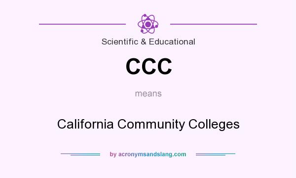 What does CCC mean? It stands for California Community Colleges