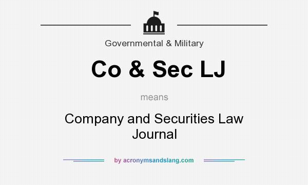 What does Co & Sec LJ mean? It stands for Company and Securities Law Journal