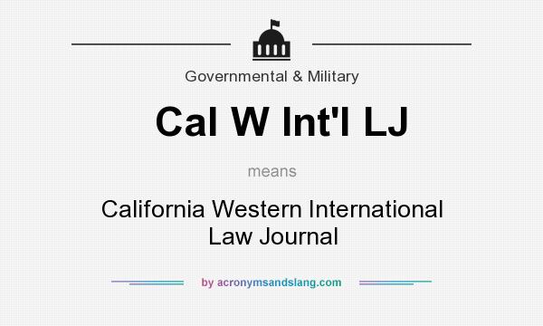 What does Cal W Int`l LJ mean? It stands for California Western International Law Journal